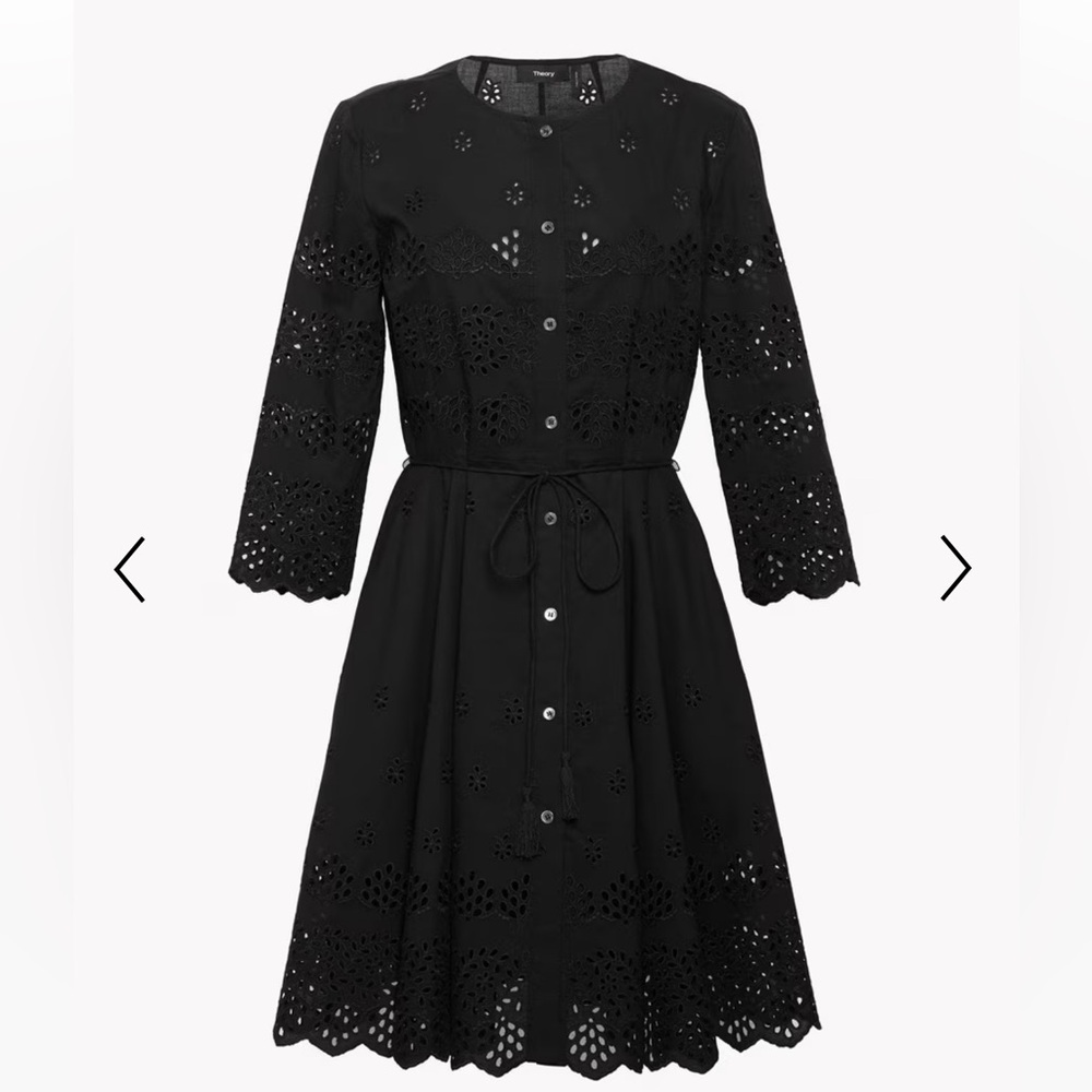 Theory Structured Eyelet Shirt Dress and Slip Dress Black Size 12 Black 2 piece